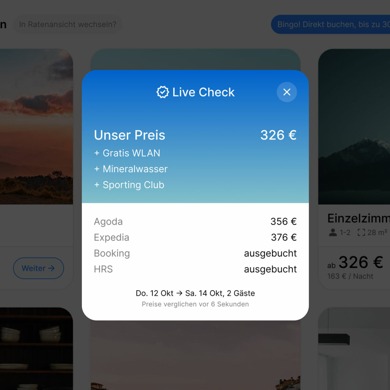 Preisvergleich in Internet Booking Engine