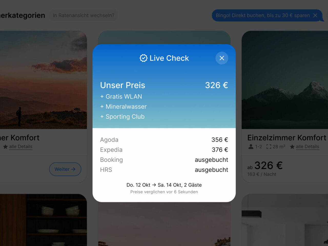 Preisvergleich in Internet Booking Engine